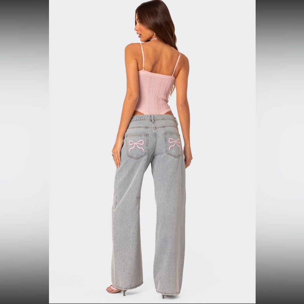 Edikted Bow Pocket Relaxed jeans Never worn NWT
